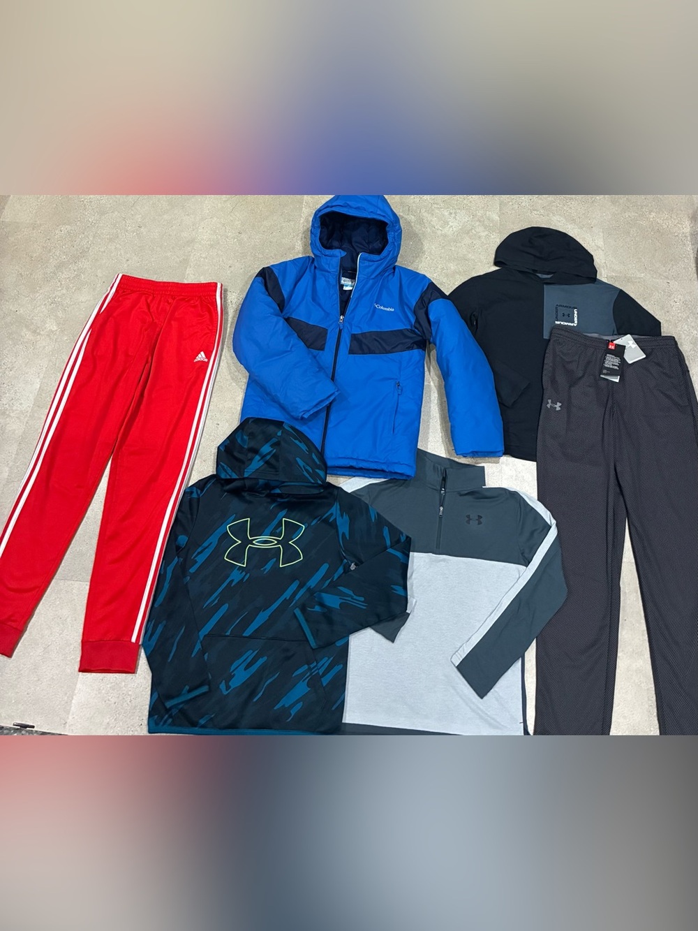 Boys UNDER ARMOUR/ADIDAS/COLUMBIA Winter Coat..Athletic Pants…Sweatshirt Hoodies